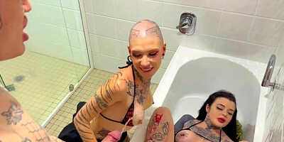 Toilet piss whores filled in all three holes 2