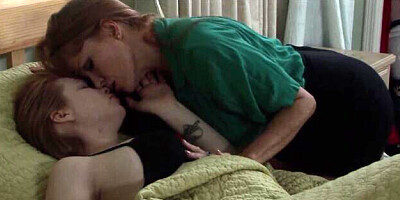 Redhead video with smiling Darla Crane and Madison Young from Lesbian Older Younger